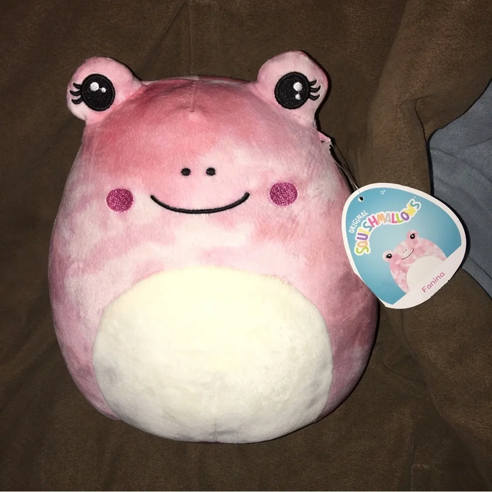 Squishmallows Fanina the Frog Pink and White Plush 8” tall NWT - Picture 2 of 5